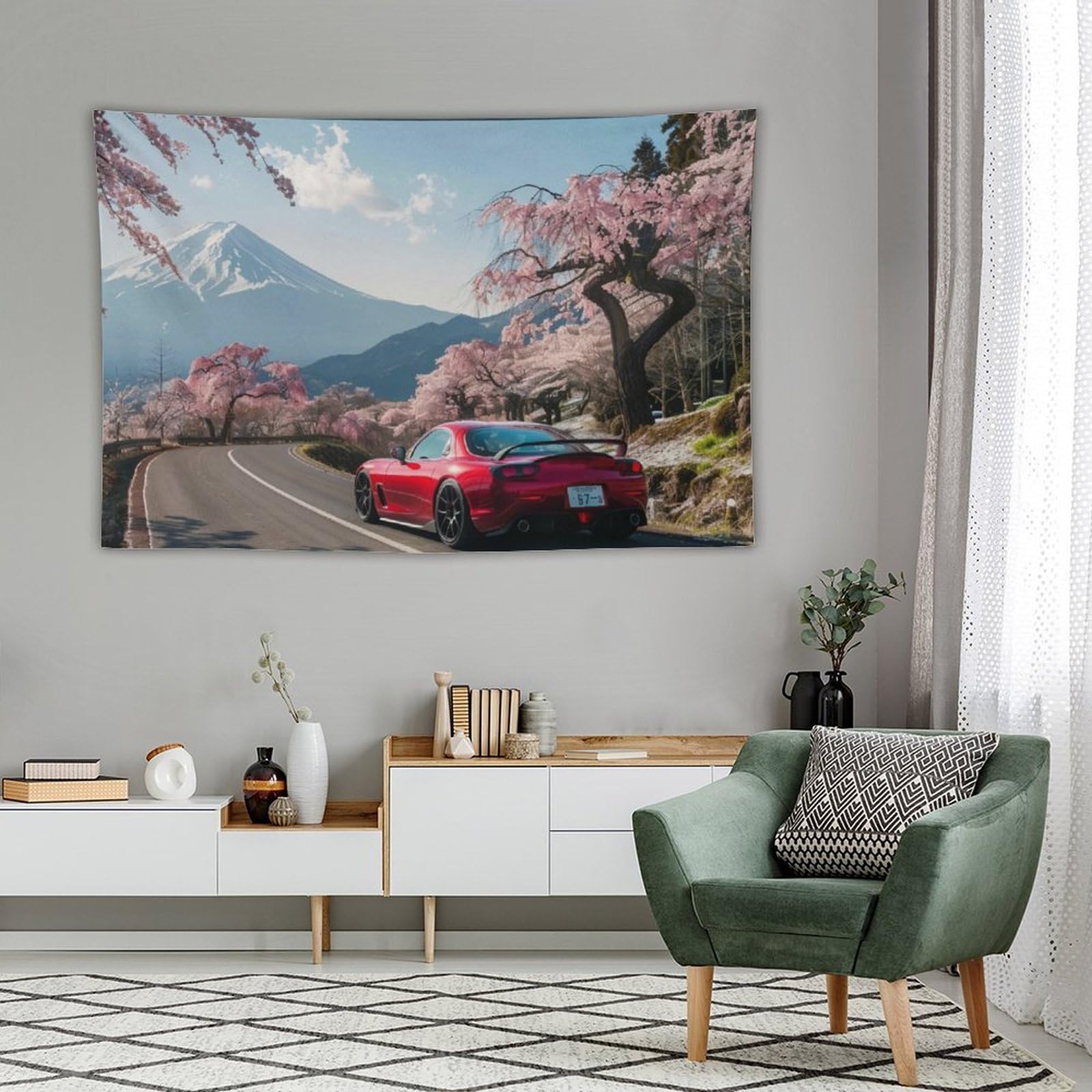 Amazon.com: FoRes Car Tapestry Mount Fuji Cherry Blossoms Jdm Car